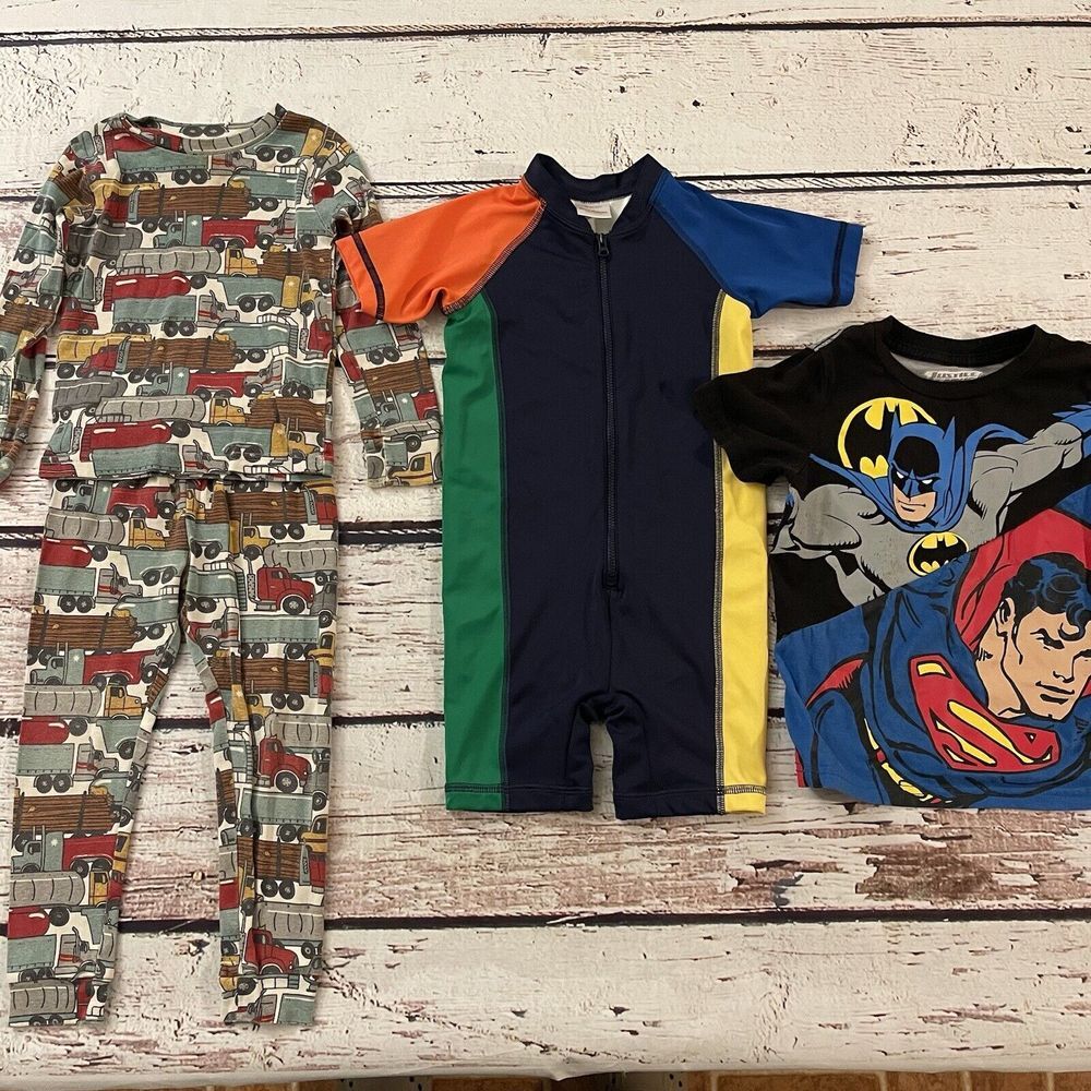 Carters‎ Justice League Hanna Andersson Boys Size 3T Lot of 3 Rashguard Swimsuit